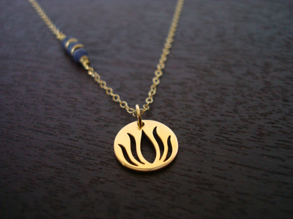 Indian Sapphire Lotus Necklace
