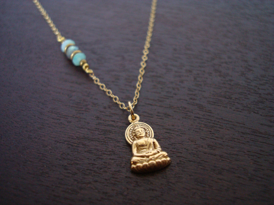 Peruvian Blue Opal Buddha Necklace