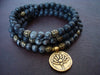 Women's Black Moonstone Intuition & Wisdom Lotus Mala