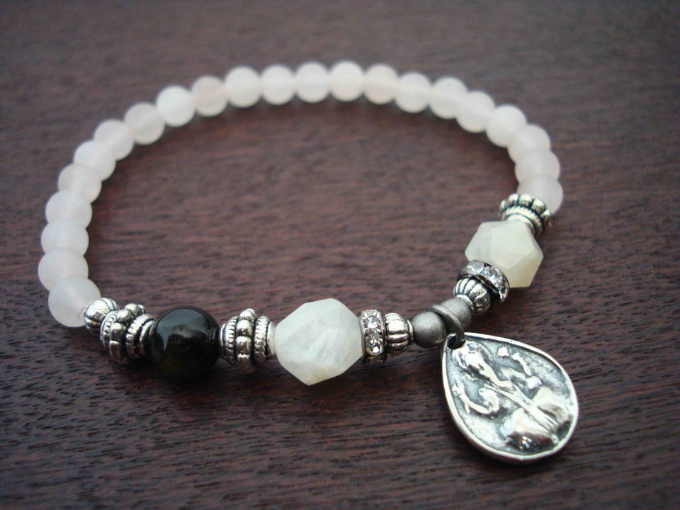 Women's Rose Quartz & Moonstone Love & Protection Mala Bracelet