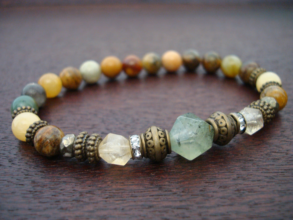 Women's Prehnite & Citrine Empowerment Mala Bracelet