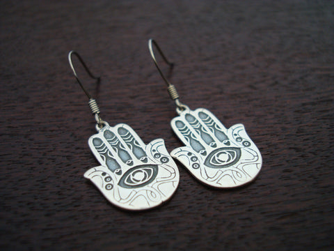 Sterling Silver Hamsa Earrings