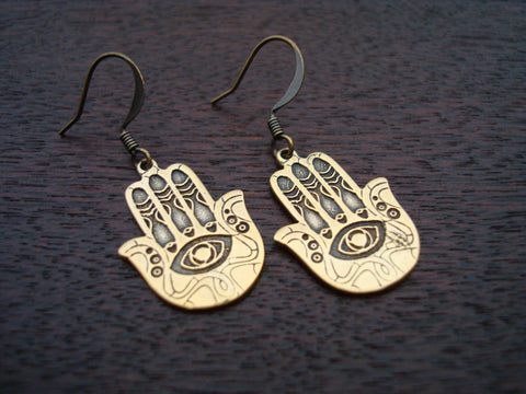 Bronze Hamsa Earrings