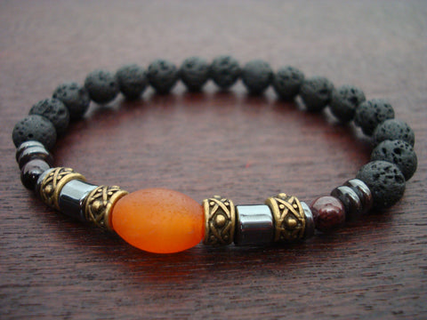 Men's Carnelian Lower Chakra Manifestation Mala Bracelet