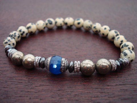 Women's Tibetan Blue Jade Love & Longevity Mala Bracelet