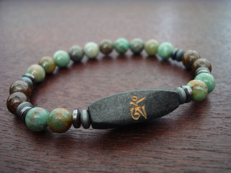 Men's Bloodstone Calm, Balance, & Spiritual Protection Mala Bracelet