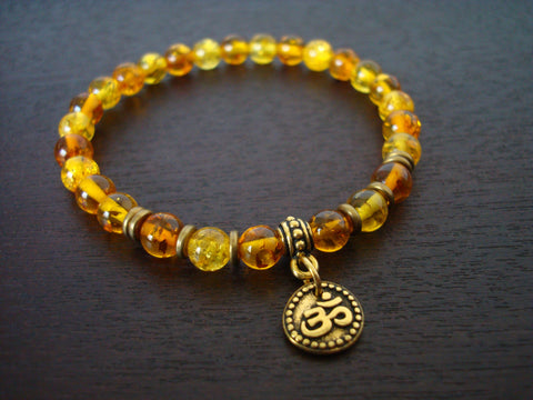 Mixed Baltic Amber Shakti Om Mala Bracelet