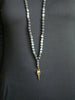 Men's Black Moonstone Raven Skull Mala