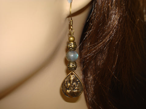 Women's Labradorite Ganesha Earrings