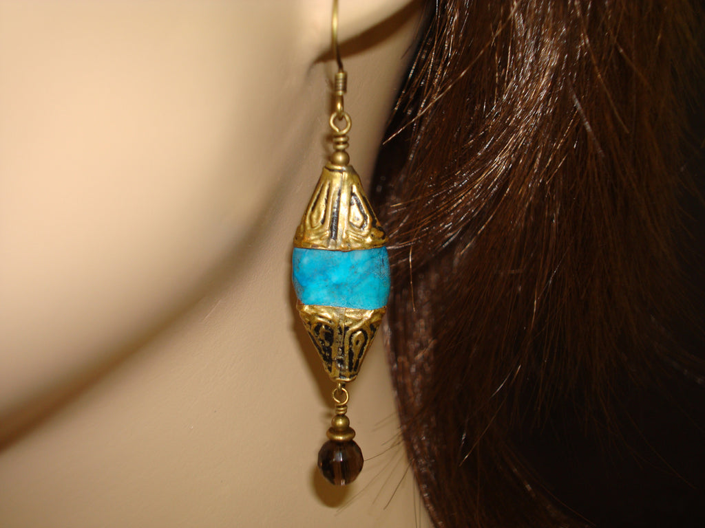 Women's Tibetan Blue Malachite Earrings