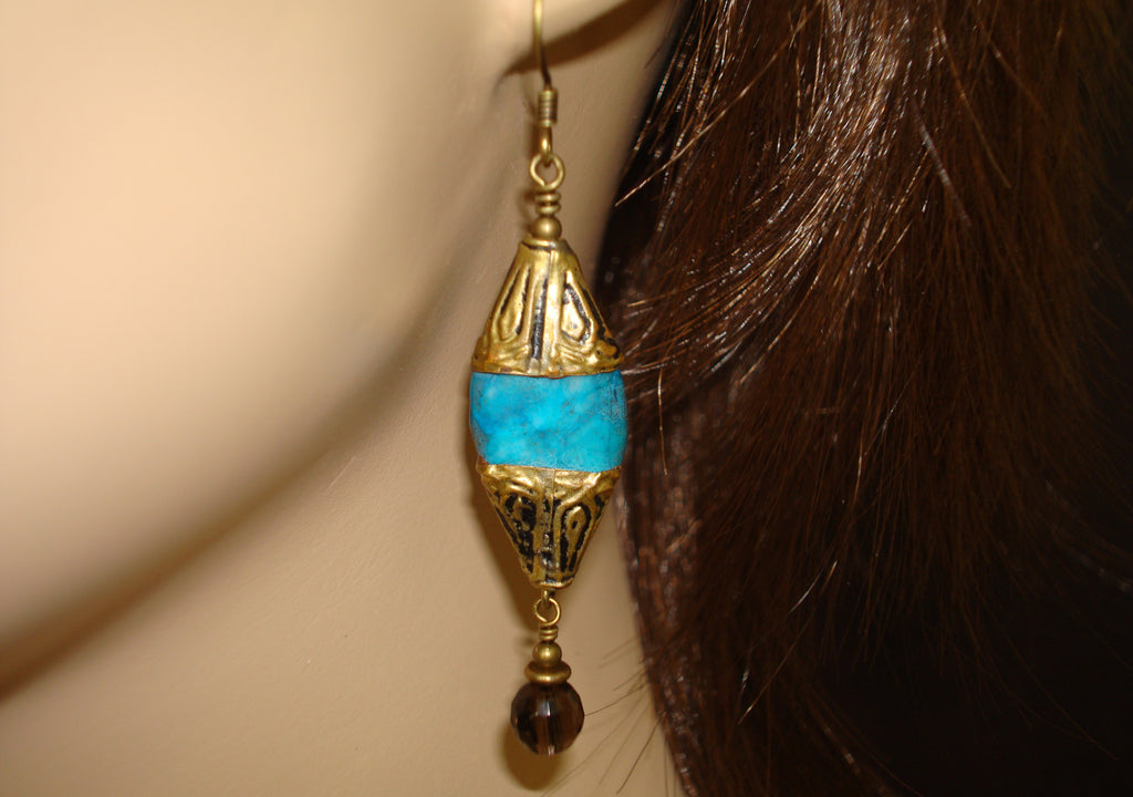 Women's Tibetan Blue Malachite Earrings