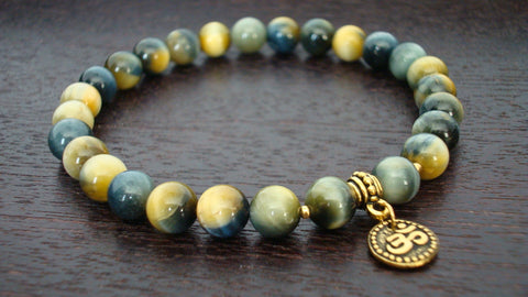 Blue & Golden Tiger's Eye Protection & Luck Mala Bracelet