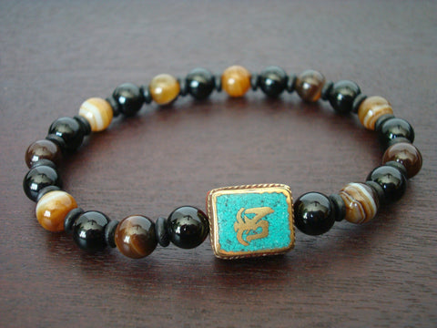 Men's Tibetan Turquoise Om Mala Bracelet