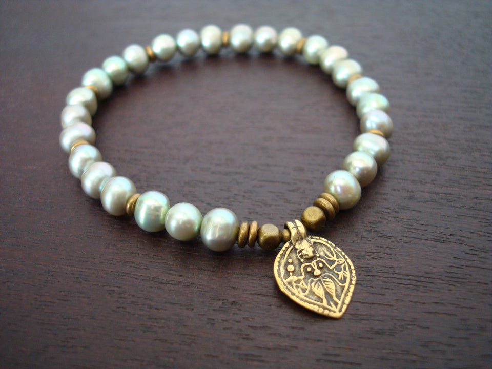 Women's Pearl Shiva Crown Chakra Mala Bracelet
