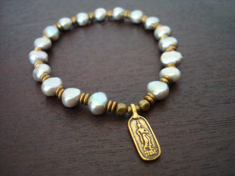 Women's Pearl Thai Buddha Mala Bracelet