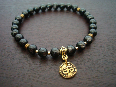 Hypersthene Spiritual Shakti Om Mala Bracelet