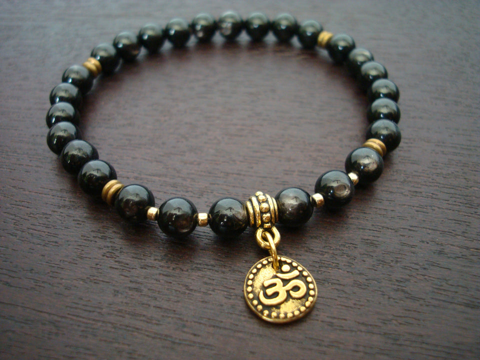 Hypersthene Spiritual Shakti Om Mala Bracelet