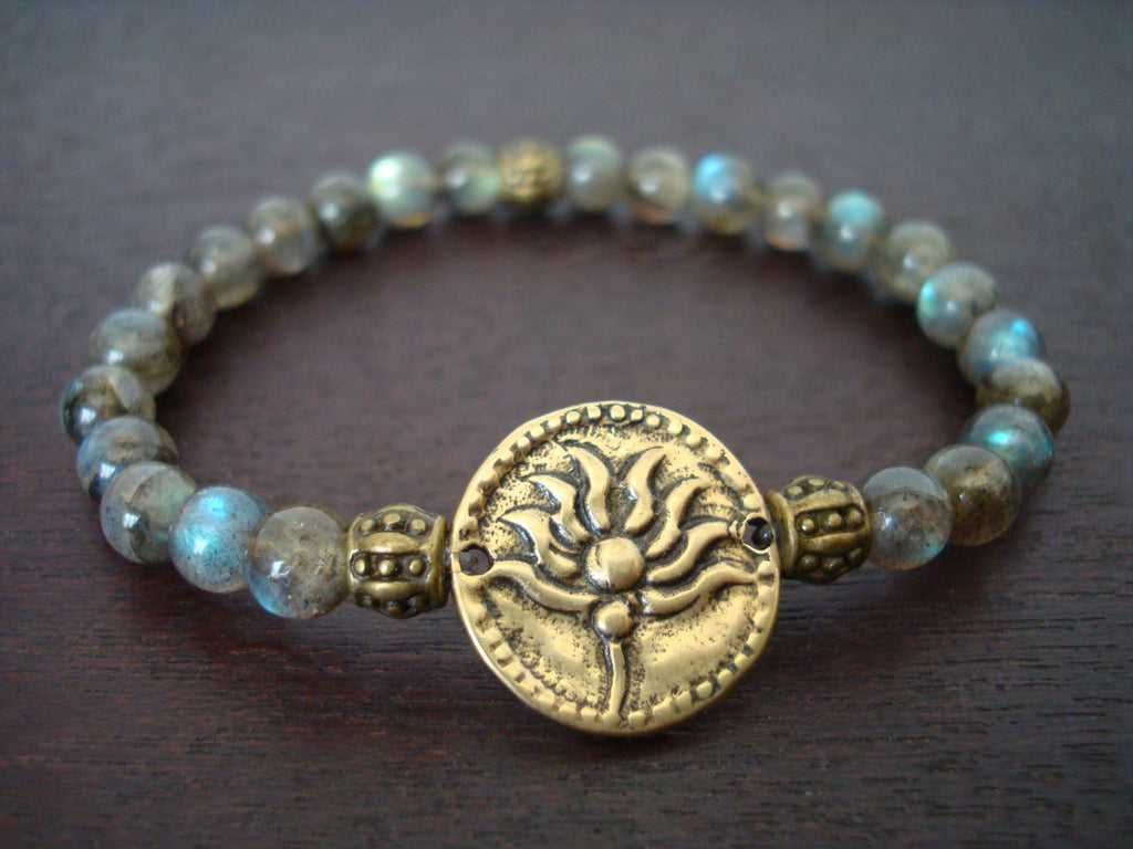 Amethyst Bracelet, Insight and Tranquility - Golden Lotus Mala