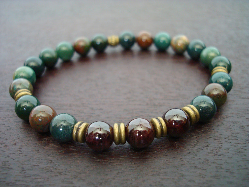 Men's Bloodstone Centering & Grounding Mala Bracelet