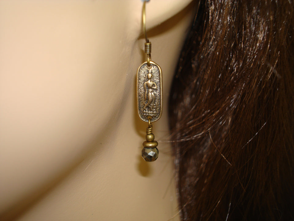 Women's Buddha Pyrite Earrings