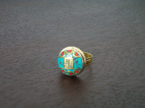 Tibetan Turquoise Kalachakra Ring