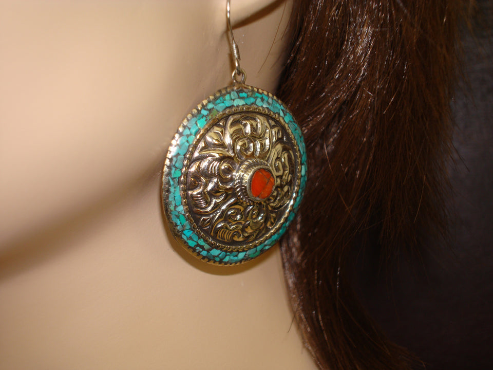 Clearance - Women's Tibetan Turquoise Mandala Earrings