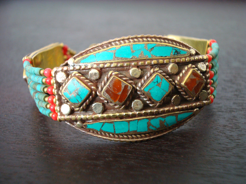 Tibetan Turquoise Diamond Bracelet