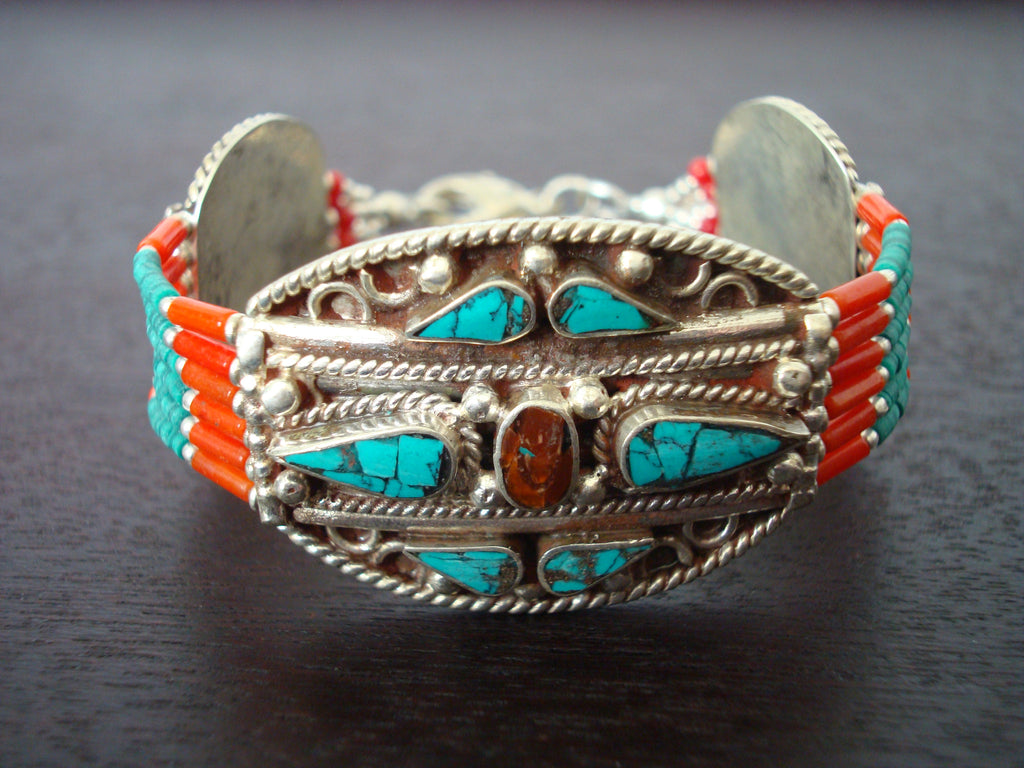 Tibetan Coral & Turquoise Bracelet