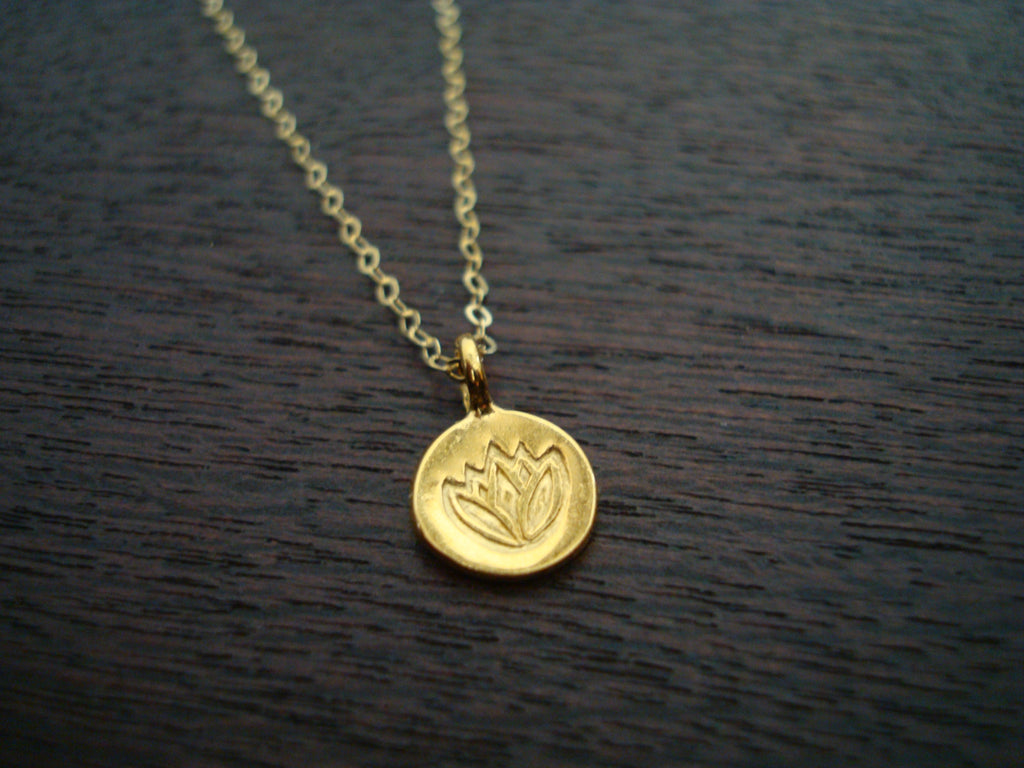 Tiny Gold Lotus Necklace