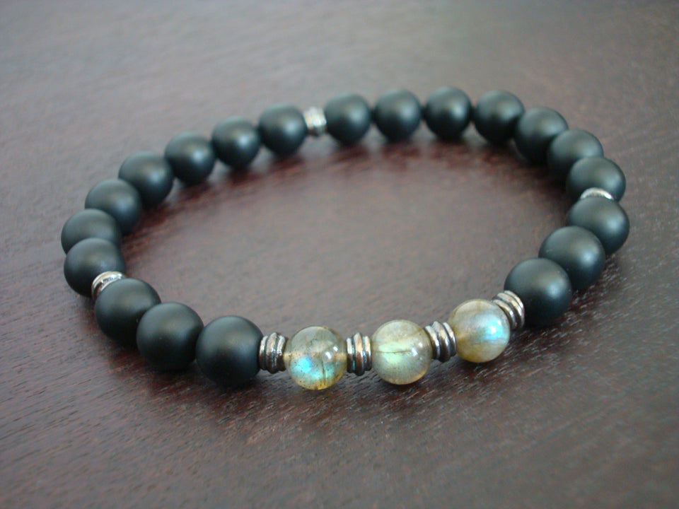 Men's Dirty Labradorite Protection Mala Bracelet