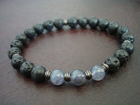 Men's Water Sapphire Strength & Intuition Mala Bracelet