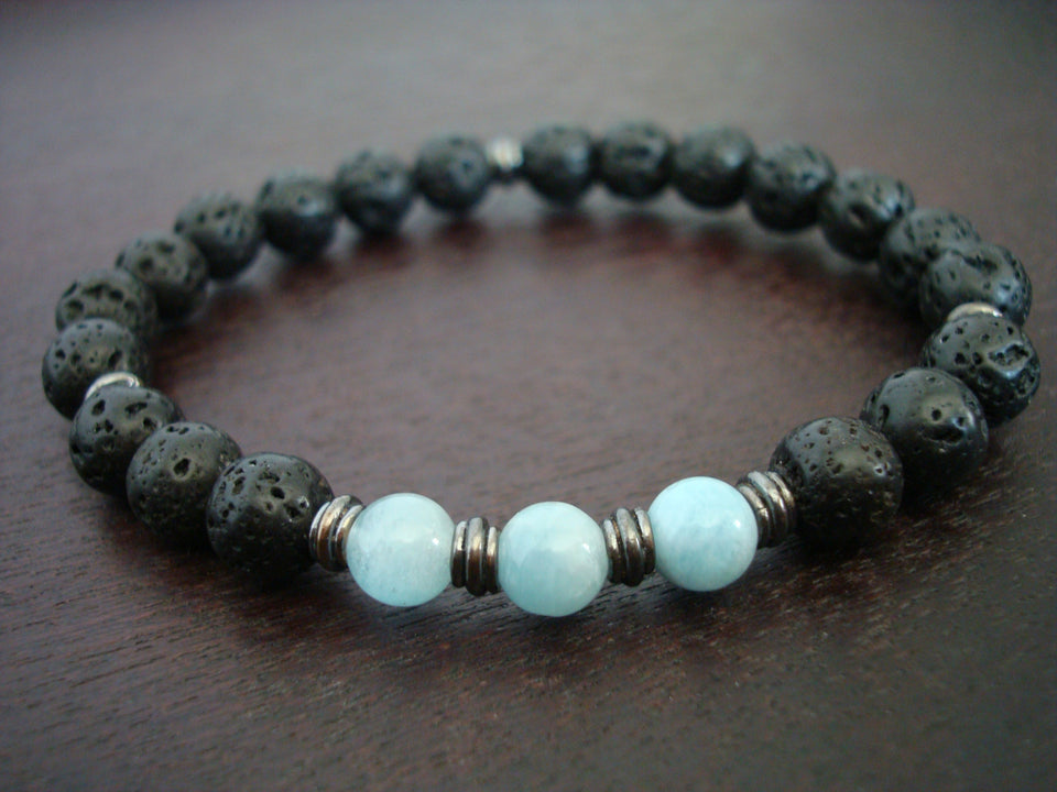 Men's Aquamarine Power Mala Bracelet
