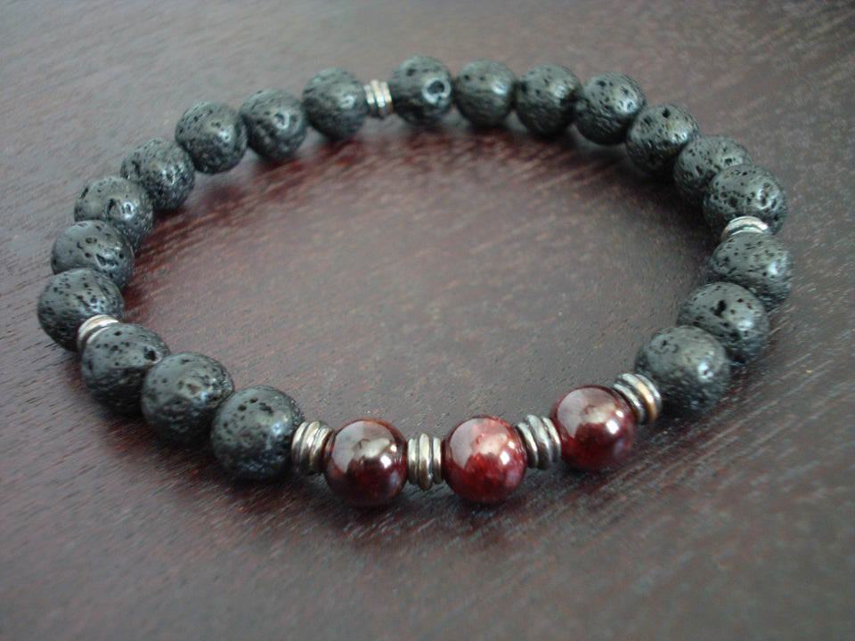 Men's Garnet Stability & Balance Mala Bracelet