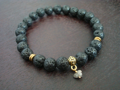 Men's Raw Diamond Mala Bracelet