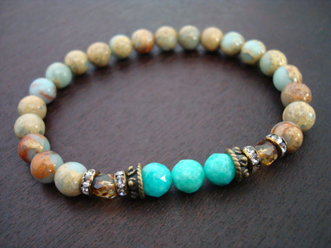 Women's Amazonite Grounding & Stress Release Mala Bracelet