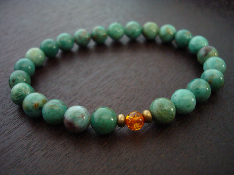 Men's Jade & Amber Prosperity Mala Bracelet