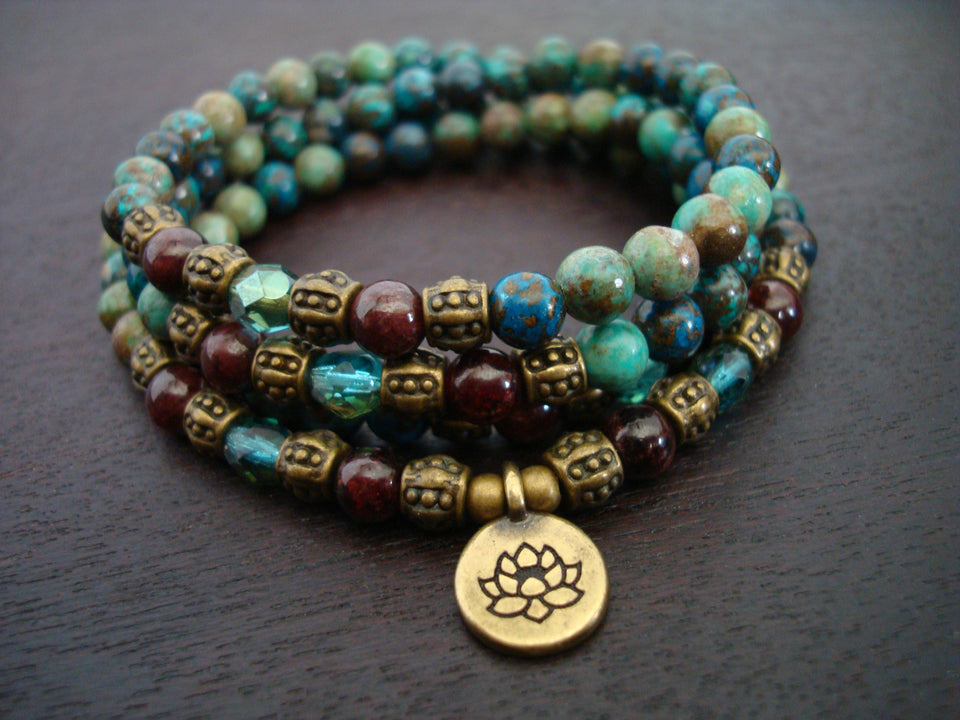 Women's Chrysocolla & Garnet Positive Energy Mala