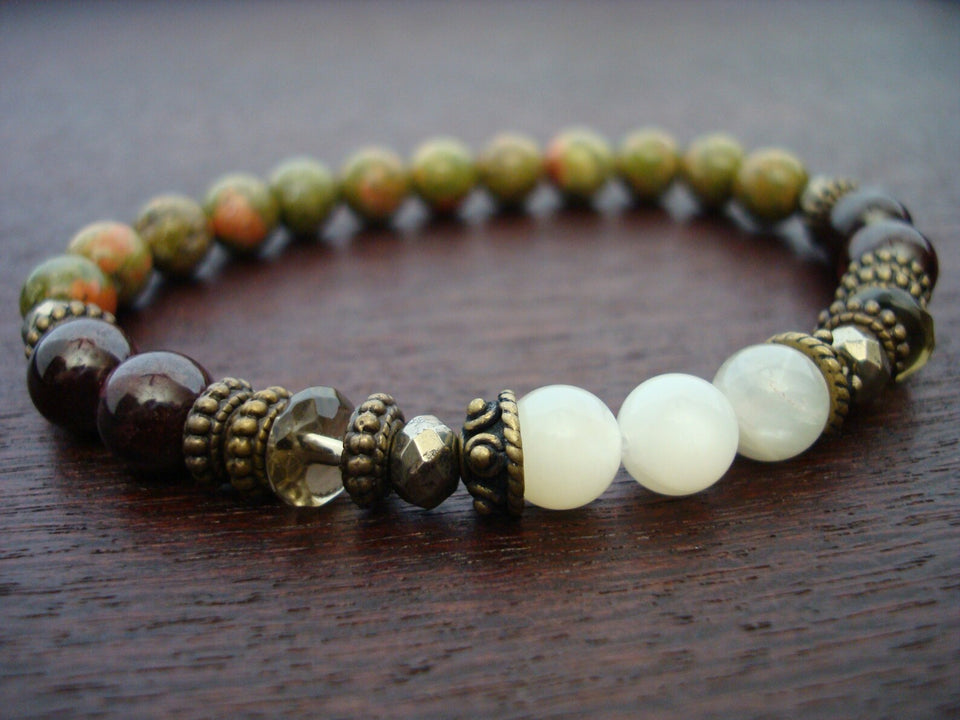 Women's White Moonstone Kundalini Shakti Mala Bracelet