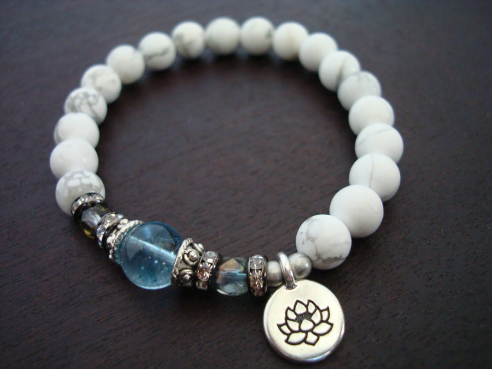 Women's White Howlite Protection & Tranquility Mala Bracelet