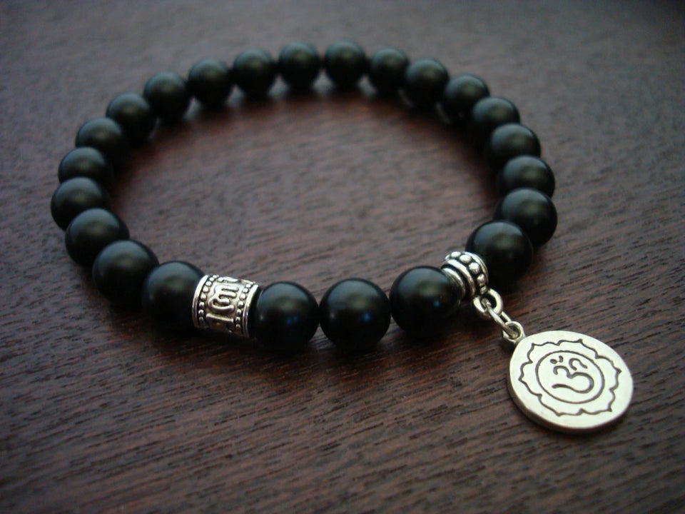 Men's Basic Matte Onyx Om Mala Bracelet