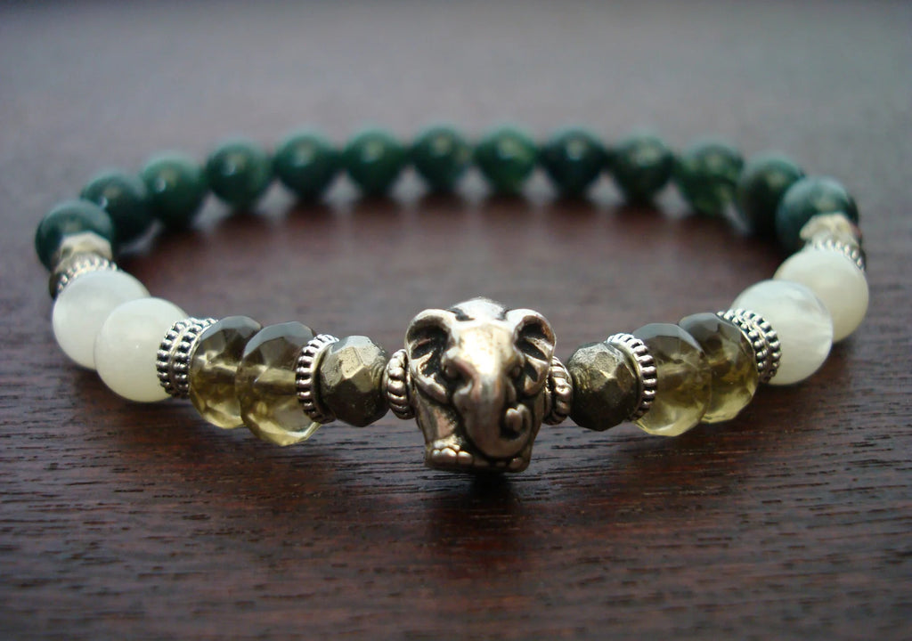 Women's Elephant Moonstone Samtosha Mala Bracelet