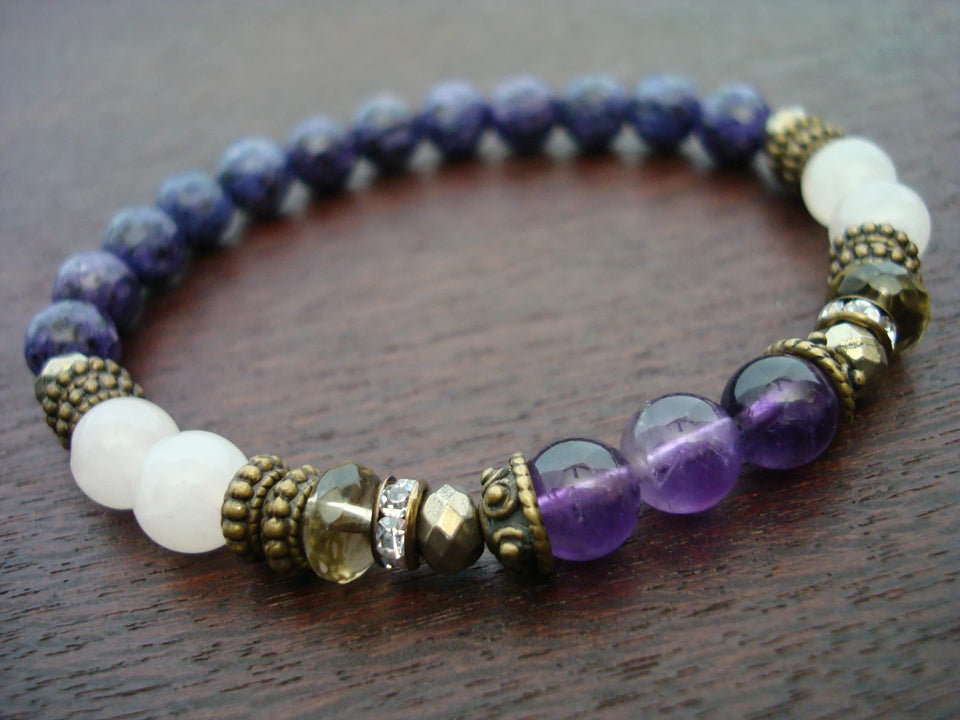 Women's Amethyst & Rose Quartz Shanti Mala Bracelet