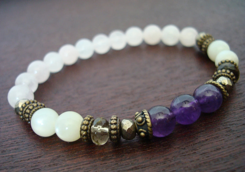 Women's Rose Quartz & Amethyst Purity & Peace Mala Bracelet