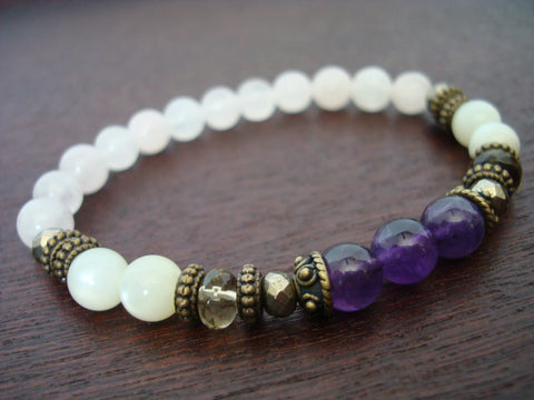 Women's Rose Quartz & Amethyst Purity & Peace Mala Bracelet