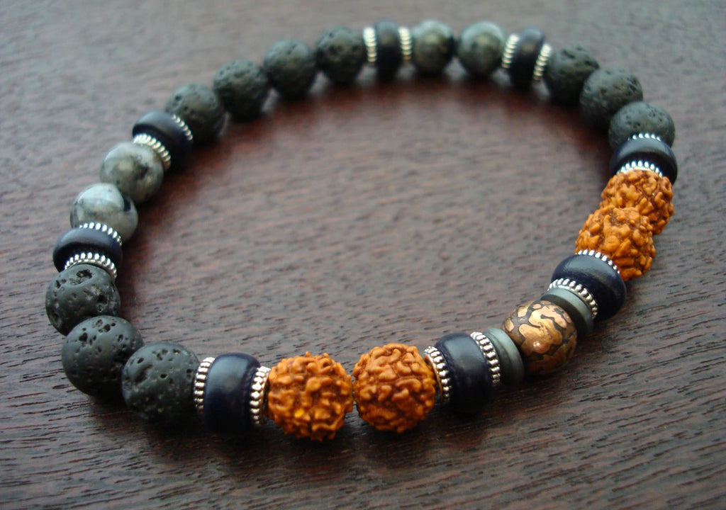 Men's Rudraksha Spiritual Protection & Grounding Mala Bracelet