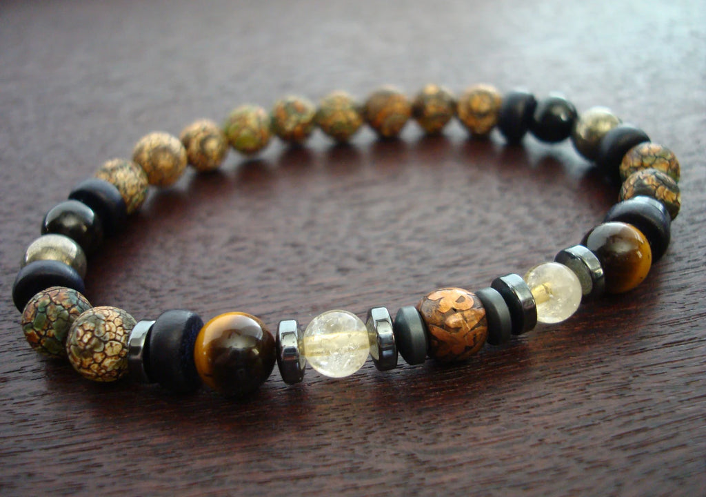 Men's Lotus Mantra Compassion, Luck, & Balance Mala Bracelet
