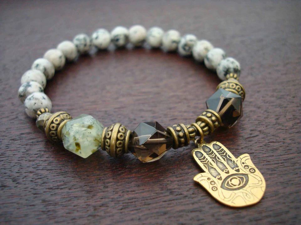 Women's Smoky Quartz & Jade Higher Frequency Mala Bracelet