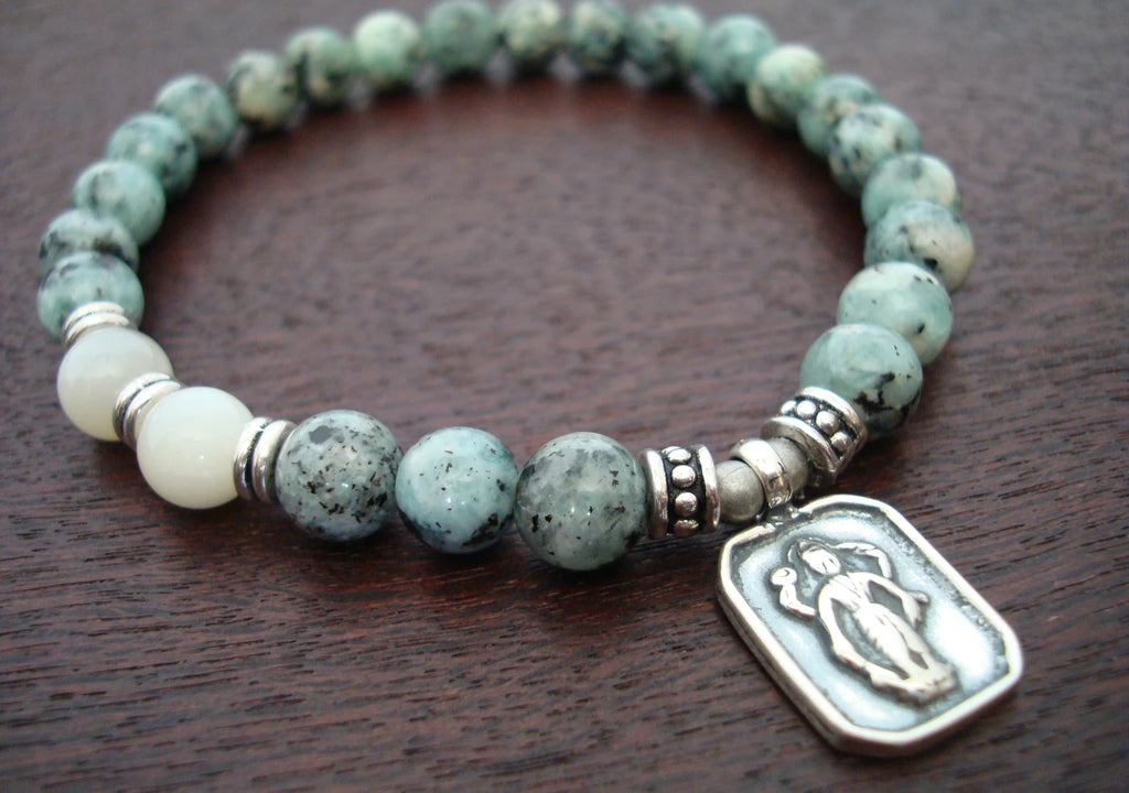 Men's Heart & Crown Chakra Mala Bracelet