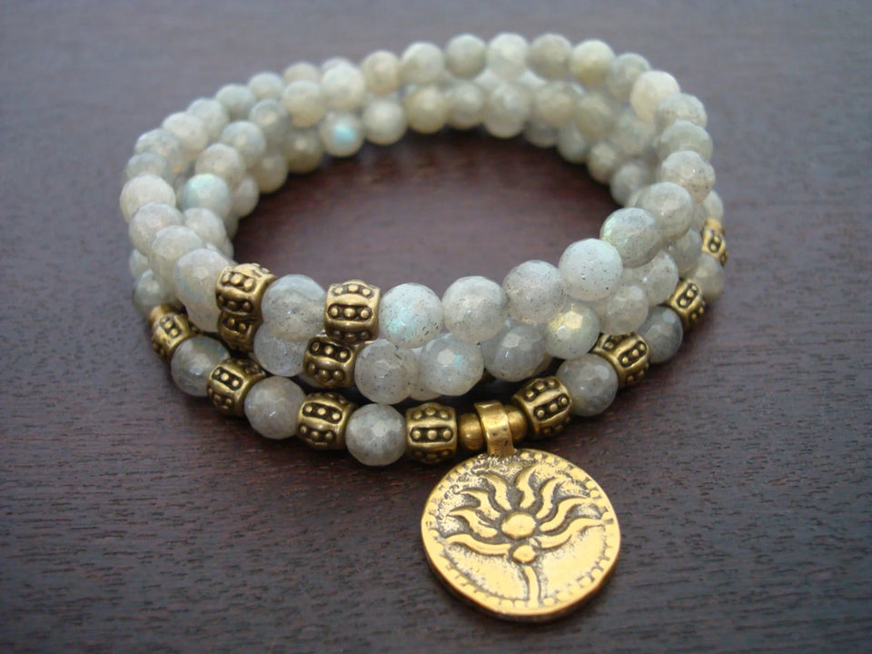 Women's Labradorite Energy Flow Lotus Mala