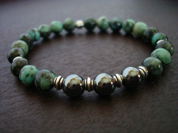 Handcrafted Men's Agate and Jade Beaded Stretch Bracelet - Earth and Forest  | NOVICA
